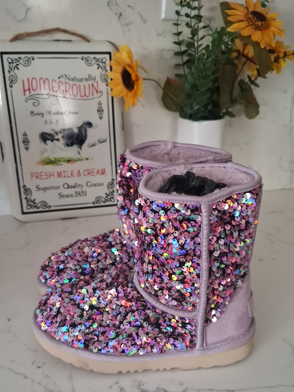 UGG Kids Sequin Boots - Lavender Multicolor Sparkle